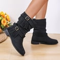 thumbnail image 6 of YLYL Women's Waterproof Mid Calf Boots with Buckle Soft Artificial Leather Non-Slip Sole Fall Boots, 6 of 9