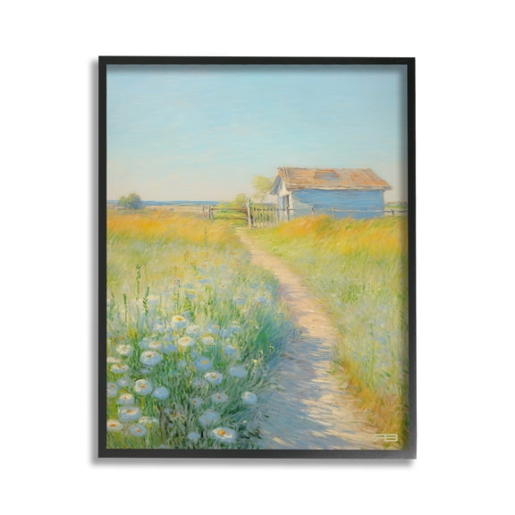Stupell Industries Charming Countryside Trail Landscape Painting Black Framed Art Print Wall Art, 11 x 14