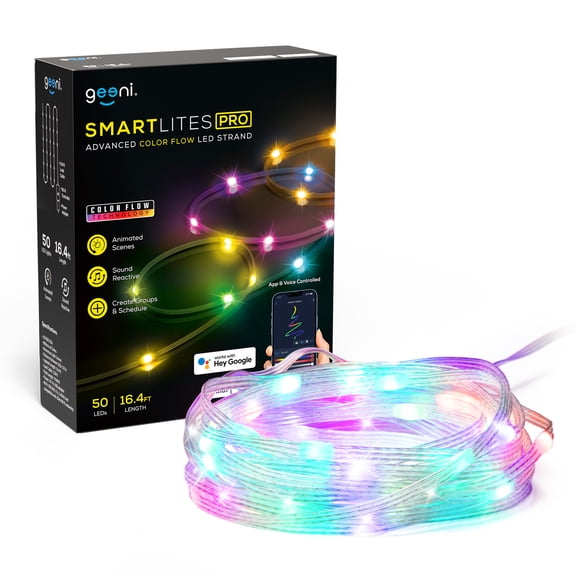 Geeni Smart Lights Pro Color Flow LED Strand 100 LED 16.4 FT Length