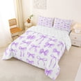 thumbnail image 2 of Erosebridal Kawaii Bow Tie Queen Comforter Set 3pcs,Purple Princess Bow Knot Bedding Comforter Set,Luxury Bedroom Decor, 2 of 6