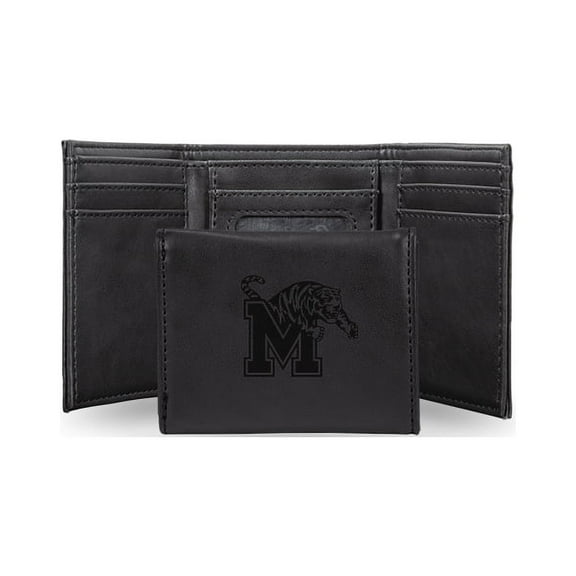 Memphis Tigers Laser Engraved Black Trifold Wallet