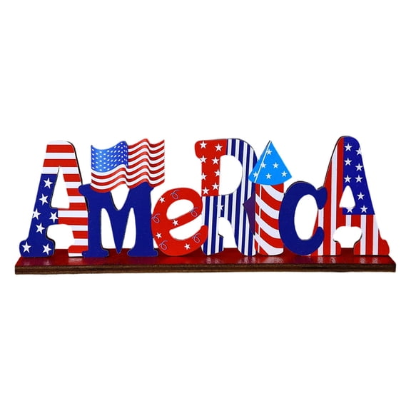4Th of July Decorations, Ongmies Patriotic Decor Farmhouse Memorial Day Decoration Wooden Fourth of July Table Block for Home Office Tiered Tray Shelf Mantel 250Th Anniversary