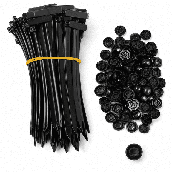Cable Tie Buckles, 100 Count Nylon Universal Self-Locking Zip Tie Clips for Car Bumper Fender Hood Auto Body and Home Repair, Black