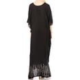 thumbnail image 2 of Sakkas Leonor Women's Boho Casual Long Maxi Caftan Dress Kaftan Cover-up LougeWear - 7-BlackBeige - One Size, 2 of 5