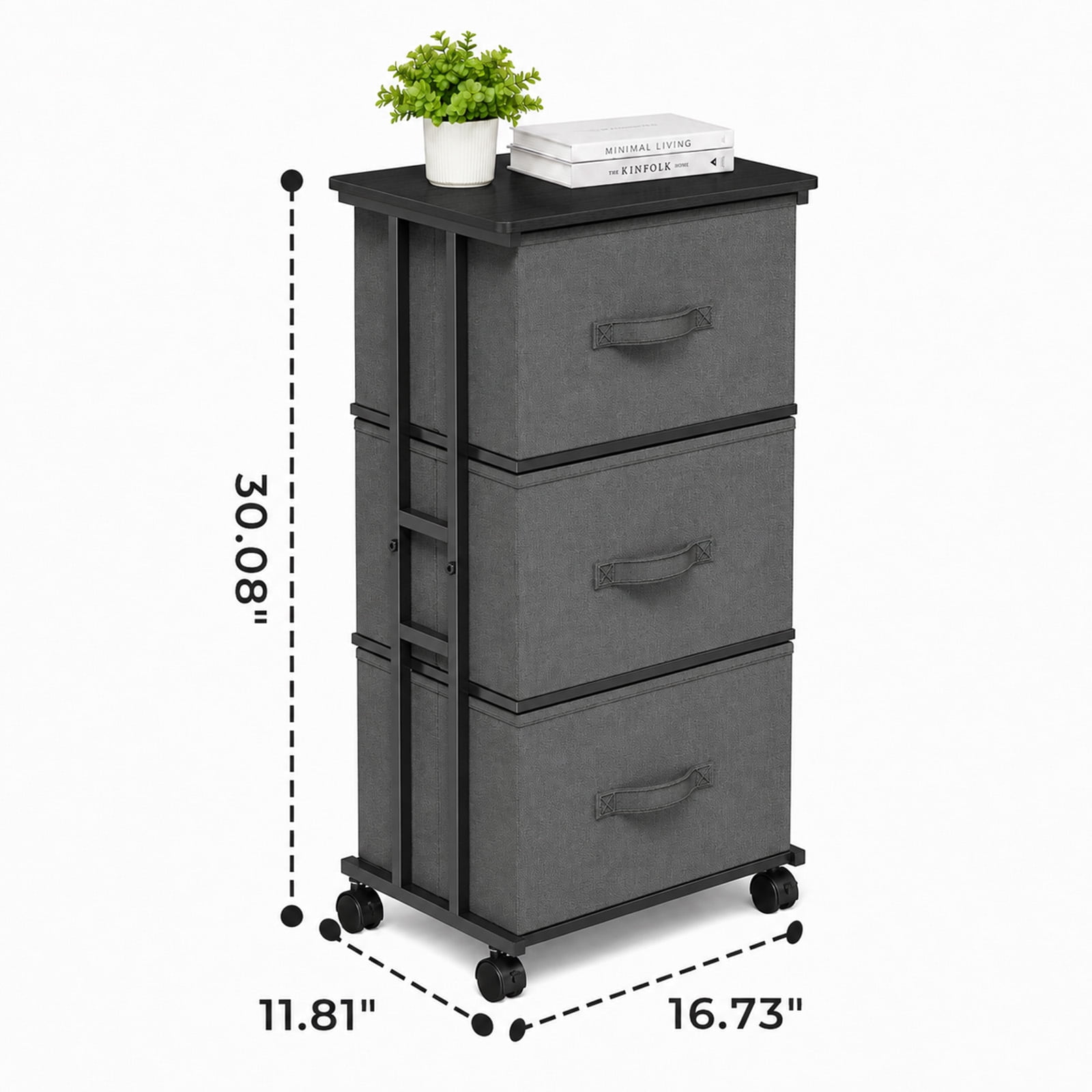Alvantor Fabric Dresser 3 Drawer Storage Chest, Rolling Storage Tower, Vertical Storage Unit for Bedroom, Closet, Office