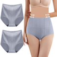 thumbnail image 1 of Gibobby Calzoncillos para mujer alicrados Ropa interior cómoda de seda de hielo grande para mujer Ropa interior sólida de tiro medio sin rieles Ropa interior de algodón(Gris,M), 1 of 3