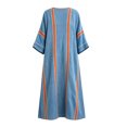 thumbnail image 6 of KHONTS Women's 3/4 Sleeve V-Neck Strip Oversize Linen Maxi Dress Plus Size Loose Long Dresses 04-Blue XXXXXL, 6 of 6