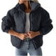 thumbnail image 2 of Parkas de manga larga para mujer, ropa de invierno acolchada de algodón corta con cremallera y manga larga, ropa de algodón de manga larga para mujer, blusa para mujer, 2 of 6