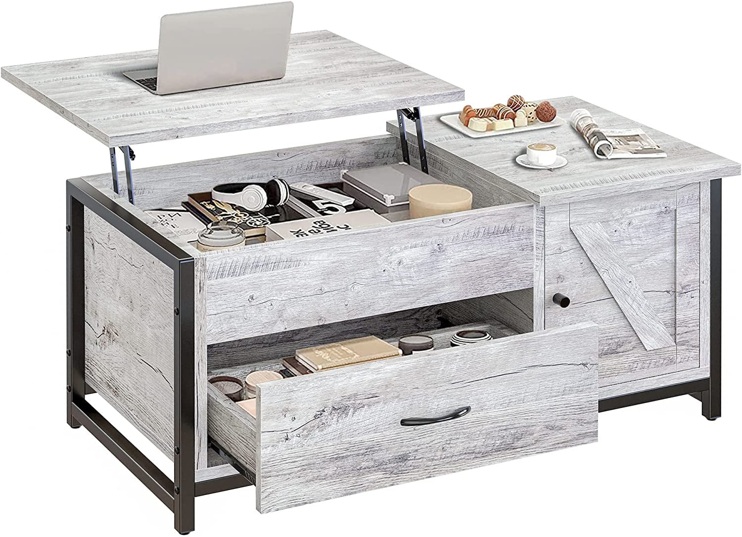 GUAIPOU Lift Top Coffee Table with Storage, Small, for Living Room with ...
