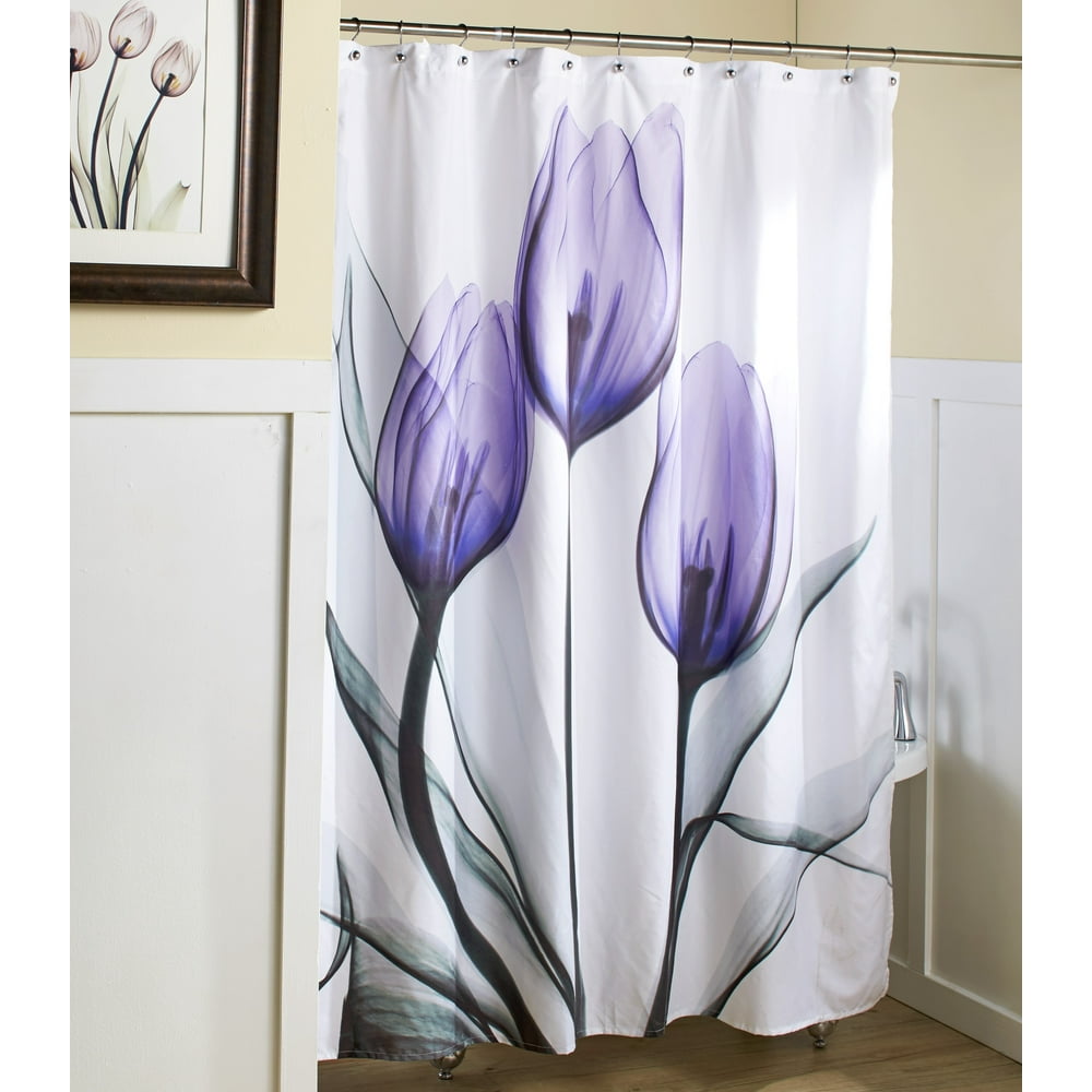 Tulip Bathroom Shower Curtain Floral Indoor Restroom Themed Decor