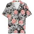 thumbnail image 3 of PRIYAL Skull In Flowers Pattern Mens Short Sleeve Pajama Set Satin Silk Sleepwear 2 Piece Pjs Loungewear, 3 of 6