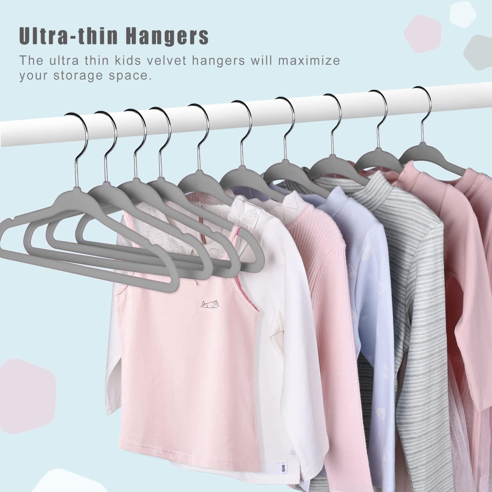 50 Pack Hangers 11 Inches Children's Clothes Non-slip For Infant/toddler (grey)