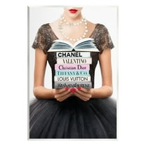 Stupell Industries Girl with Fashion Books Beauty & Fashion Painting Unframed Art Print Wall Art, 10 x 15