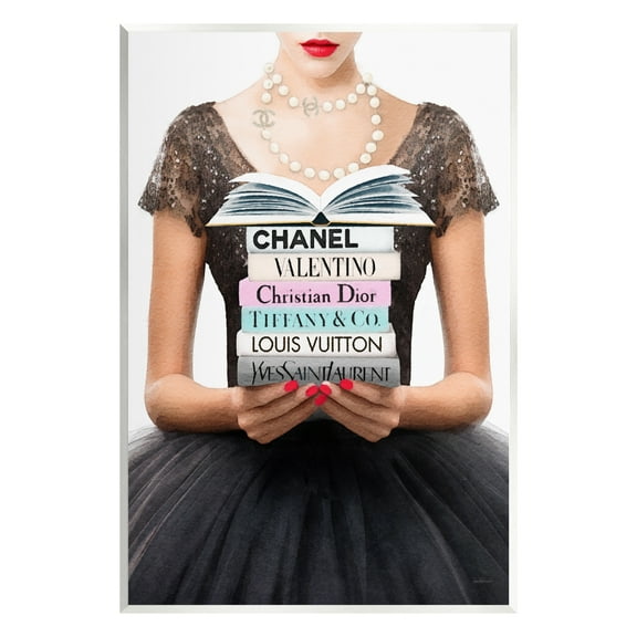 Stupell Industries Girl with Fashion Books Beauty & Fashion Painting Unframed Art Print Wall Art, 10 x 15