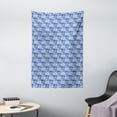 thumbnail image 1 of Navy Blue Tapestry, Abstract Grid Style Squares with Various Scandinavian Motifs Heart, Wall Hanging for Bedroom Living Room Dorm Decor, 40W X 60L Inches, Pale Blue White Dark Blue, by Ambesonne, 1 of 2