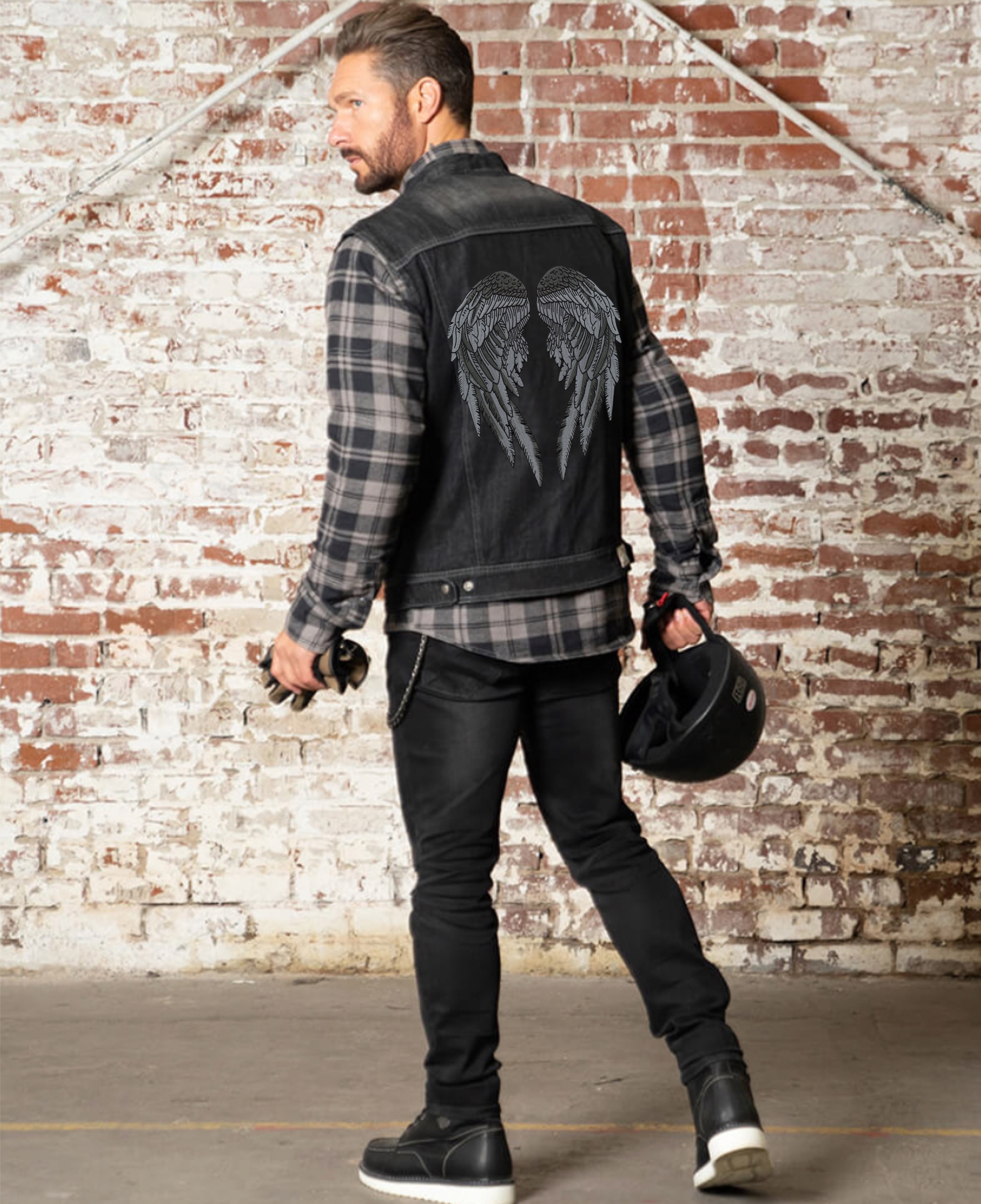 Black Angel Wing Patches 14” | "Saints & Sinners" Guardian Angels Realistic Wings and Feathers | Embroidered Back Patch for Men and Women Iron On Large 2pc. Set - by Nixon Thread Co.