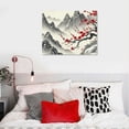 thumbnail image 5 of Orinice Snowy Mountain Landscape with Red-Flowered Tree Branch Fine Art Aesthetic Poster & Print Wall Painting for Home Decor 20x16in, 5 of 6