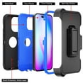 thumbnail image 6 of Xhy iPhone 14 Pro Max Case with Belt Clip Holster+Screen and Lens Protector Military Grade Heavy Duty Shockproof Armor Detachable for iPhone 14 Pro Max 6.7 inch 2022 Phone - Black+Dark Blue, 6 of 6