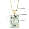 thumbnail image 3 of Gem Stone King 18K Yellow Gold Plated Silver Green Prasiolite Pendant Necklace for Women (6.62 Cttw, Gemstone Birthstone, Emerald Cut Checkerboard 14X10MM, with 18 inch Silver Chain), 3 of 4