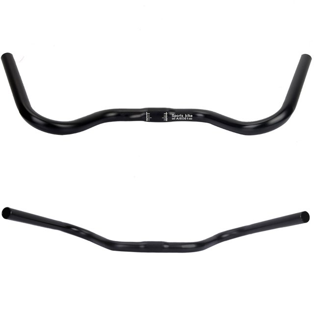 Bike Handlebar for Clamp 25.4mm, Aluminium Alloy Horn Handlebar, Handlebar Riser Bar for Road Fixed Gear Bikes, Rise Extra Long Black Handlebar for Road Bike