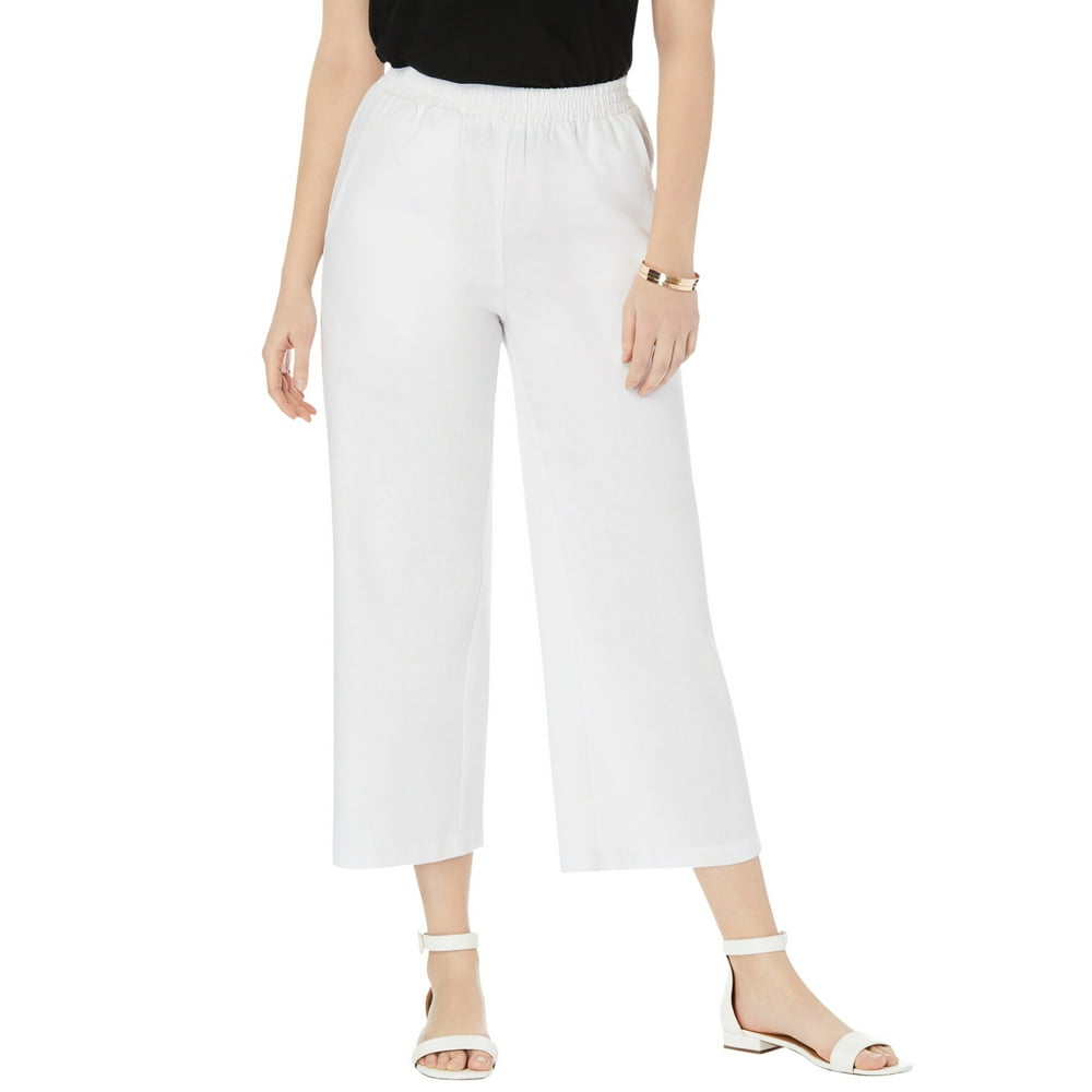 Jessica London - Jessica London Women's Plus Size Wide Leg Linen Crop