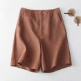 thumbnail image 3 of Joernso Women Summer Shorts Pocket Breathable Solid Color Straight Knee Length Daily Wear Loose High Waist Wide Leg Lady Shorts Female Clothes, 3 of 7