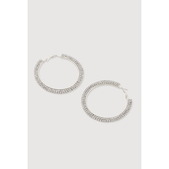 Women's Double Layered Rhinestone Hoop Earrings
