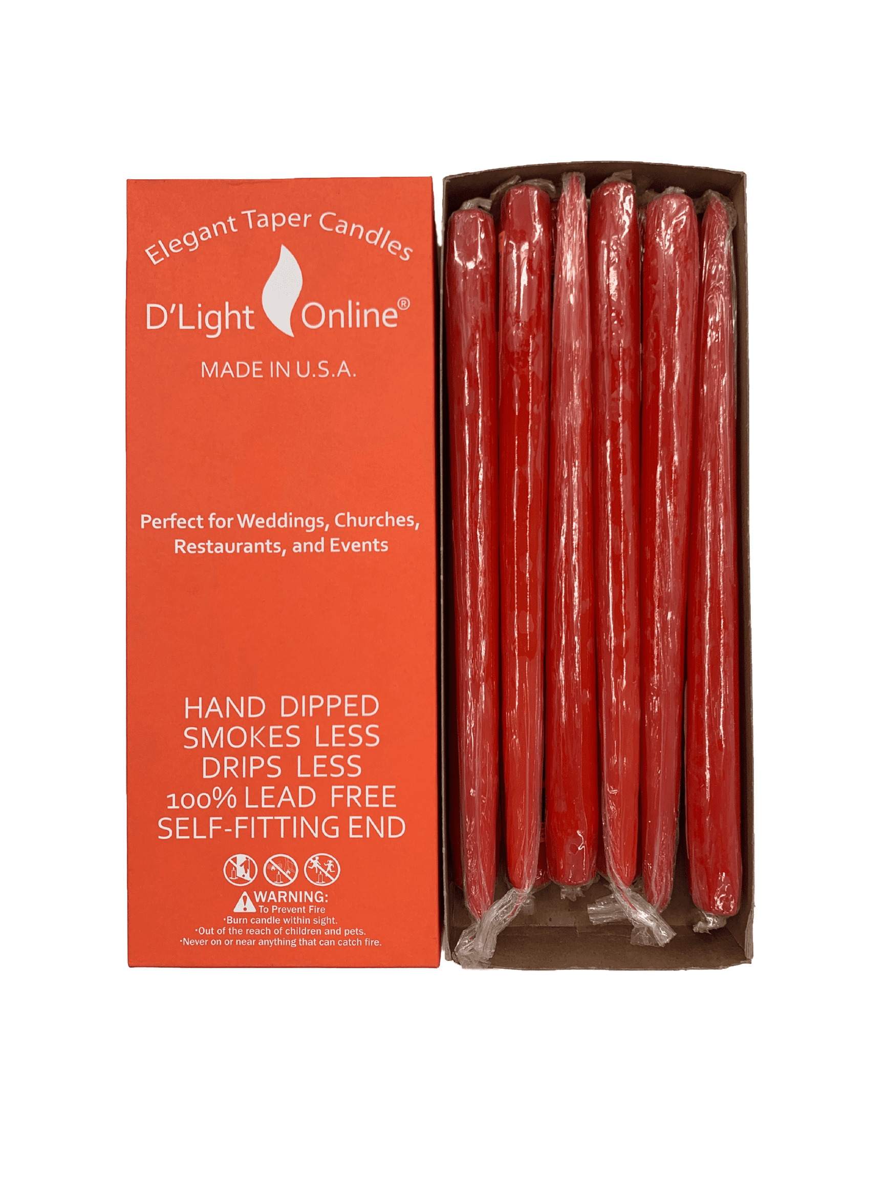 D'light Online Elegant Taper Candles Dripless and Smokeless Set of 144