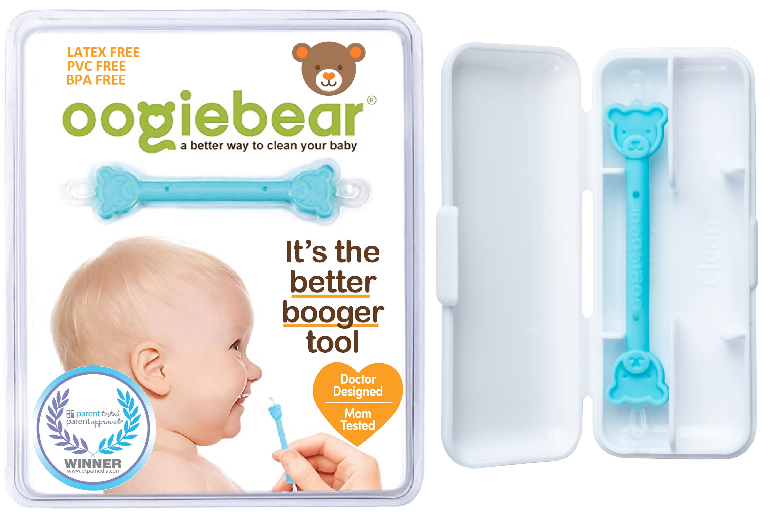 oogiebear Baby Ear & Nose Cleaner, with Case. Dual Earwax and Snot Remover. Aspirator Alternative.