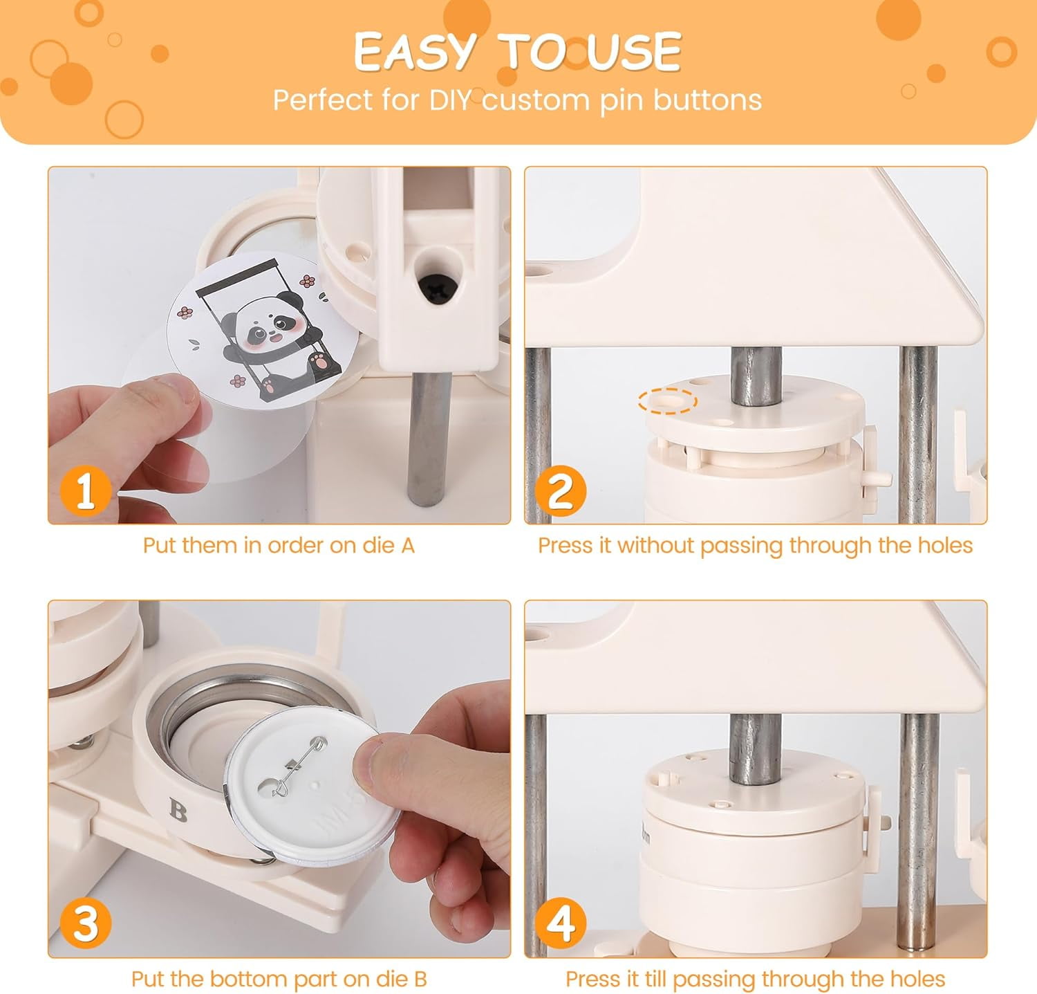 RONSHIN Button Maker, 1/1.25/2.28 inch(25/32/58mm)3-in-1 Pin Maker, Ergonomic Arc Handle Punch Press Kit, 300pcs Button Parts, Pictures, Circle Cutter, Magic Book
