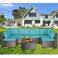thumbnail image 7 of Gotland 7 Piece Outdoor Patio Furniture Sets, Outdoor Furniture Patio Sectional Sofa, All Weather Woven, 7 of 7