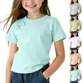 thumbnail image 7 of Cotton T-shirts for Girls with Side Knotted Detailing Short Sleeve Crew Neck Tops Comfy Basic Tee Shirt (1-2 Years, Green), 7 of 7