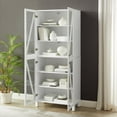 thumbnail image 3 of Crosley Furniture Cassai MDF Wood and Tempered Glass Tall Storage Pantry - White, 3 of 16