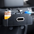 thumbnail image 4 of Multifunctional Car Back Seat Organizer with Cup Holder and Tissue Box - 3-in-1 Backseat Storage Box with Bin & Hooks for Sedan, SUV, and Truck to Hold Phones, Snacks, Drinks, and Bags, 4 of 9