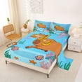 thumbnail image 2 of Erosebridal Brown Capybara Kids Queen Sheet Sets, Ocean Jellyfish Sealife Bed Set, 4pcs, 2 of 5