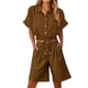 thumbnail image 1 of Vestidos Casuales Para Mujer, Blusas De Mujer De Moda Conjunto de blusa y pantalones cortos de lino para mujer, con solapa, manga corta y botones sueltos, para verano, 1 of 7