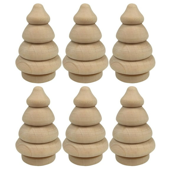 Adorno de madera para árbol de Navidad, decoración de escritorio para Festival, 6 piezas