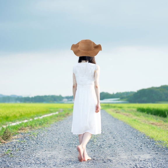 PENIKOKO 1Pack Wide Brim Straw Hat Bohemian Style Sun Protection for Women Summer Outings