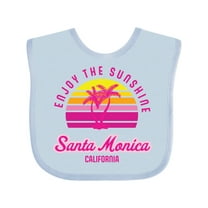Inktastic Summer Enjoy the Sunshine Santa Monica California in Pink Boys or Girls Baby Bib