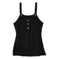 thumbnail image 4 of Scyoekwg Womens Sleeveless Tops V-Neck Button Spaghetti Strap Tank Top Casual Summer Comfy Loose Shirts Sleeveless T Shirts Solid Color Trendy Tshirt Blouses (Black,XXL), 4 of 6
