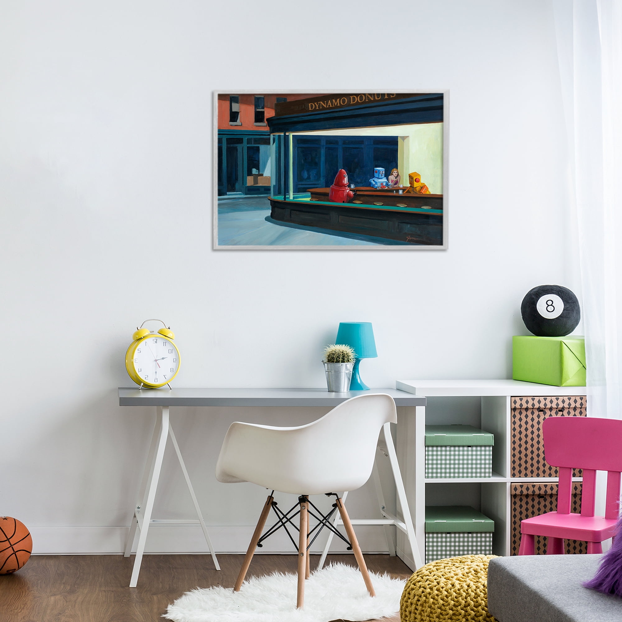 Stupell Industries Robots in Donut Shop Gray Framed Giclee Art, design by Eric Joyner