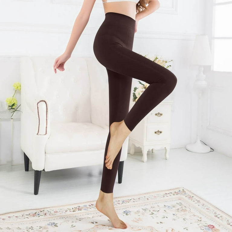 VBARHMQRT Petite Yoga Pants for Women Petite Length Fashion Brushed Stretch  Fleece Lined Thick Tights Warm Winter Pants Warm Leggings Ankle-Length
