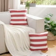 thumbnail image 6 of Lewondr 2 Pack Outdoor Throw Pillow Covers, Square Stripe Waterproof Throw Pillow Cases for Outdoor Patio Porch Farmhouse Garden Balcony Couch, 18"x18", Red + White, 6 of 8