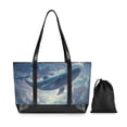 thumbnail image 7 of FORMRS Canvas Laptop Tote Bag for Women with 15.6" Computer Compartments Shoulder Handbag, Night Floating Whale, 7 of 7