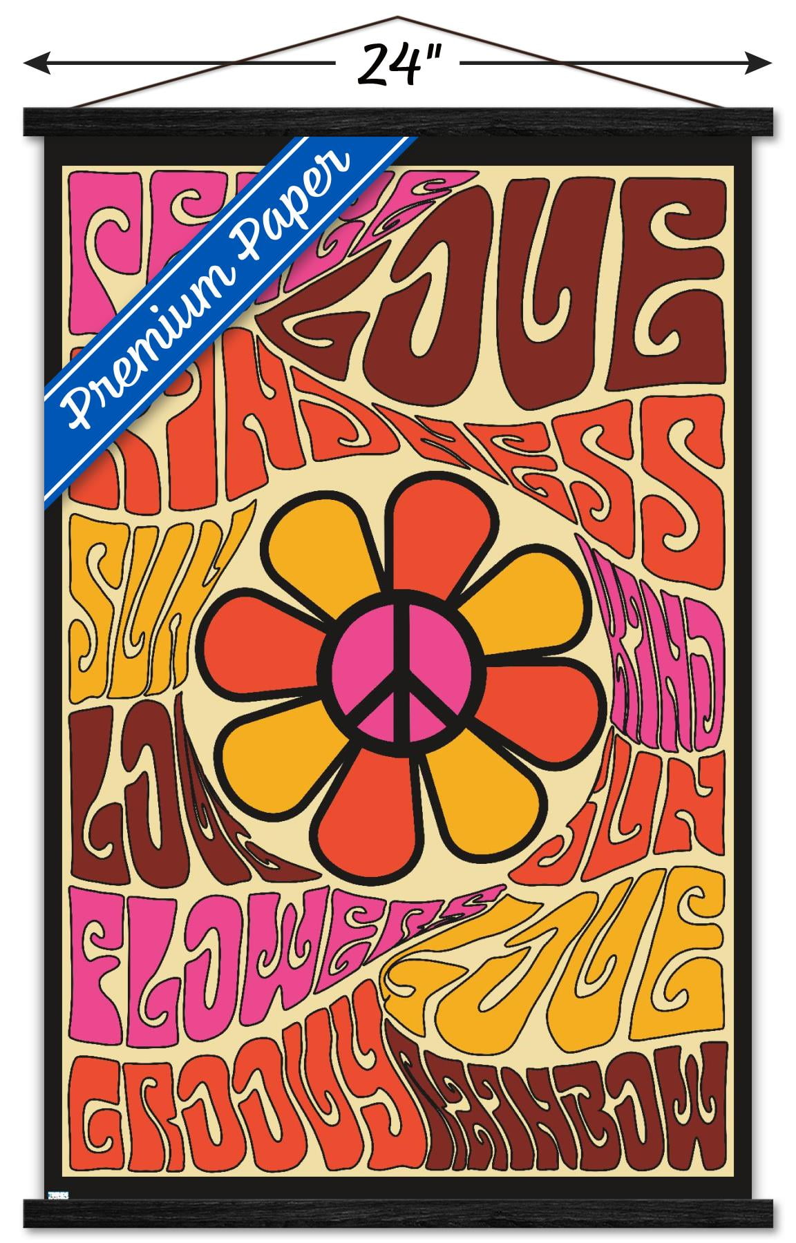 Peace, Love, and Kindness Wall Poster with Magnetic Frame, 22.375" x 34"