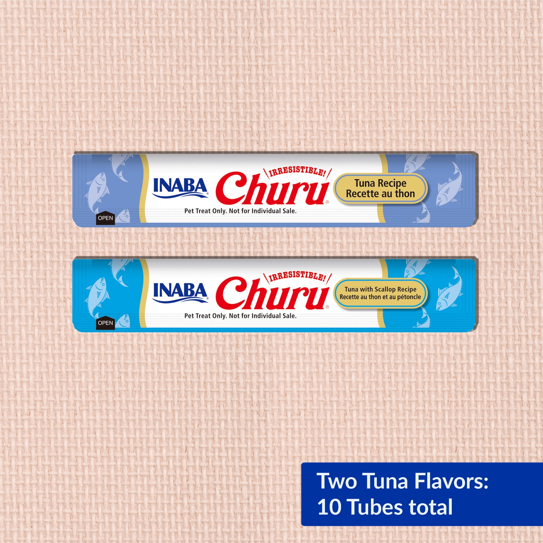 INABA Churu Creamy, Lickable Wet Cat Treat with Taurine, 0.5 oz, 10 Tubes (2 Flavors), Tuna Variety