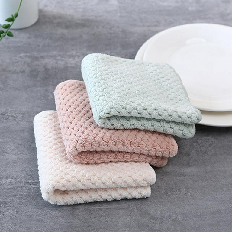 3 Pack Kitchen Towels, Premium Kitchen Towels, Kitchen Rags, Restaurant Cleaning  Cloths, Super Absorbent Coral Fleece, Oil Washable Non-Stick, Quick Dry,  for Chair Table, Dish 