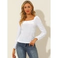 thumbnail image 2 of INSPIRE CHIC Blouse en Velours à Col Carré et Manches Longues pour Femmes, 2 of 6