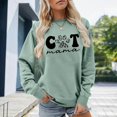 thumbnail image 2 of Cat Print Women's Sweatshirt Cat Mama Long Sleeve Crewneck Regular Fit Spring Cute Pullover Sweater, 2 of 5