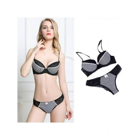 

MarinaVida Women Lingerie Bra Sets Ladies Floral Lace Padded Underwired Brief Push Up Bra Set